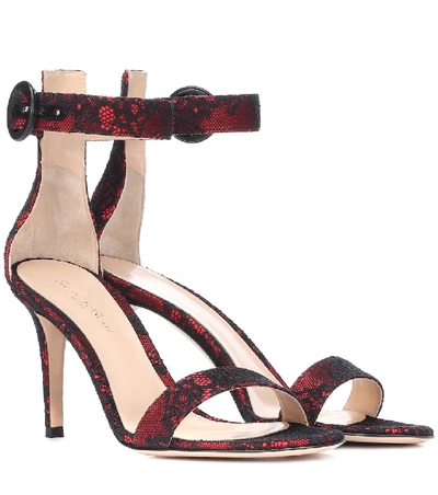 Shop Gianvito Rossi Portofino 85 Lace And Satin Sandals In Red