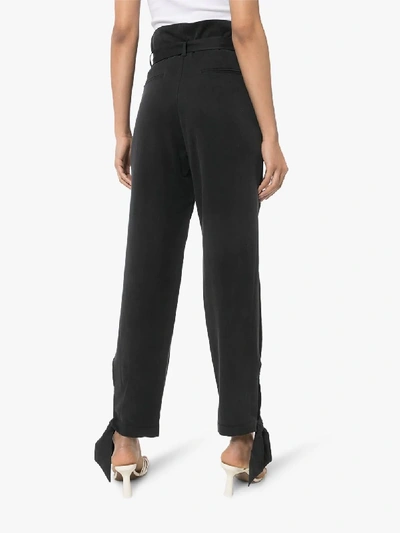 Shop Reformation Avalon Paper Bag Waist Trousers In Black