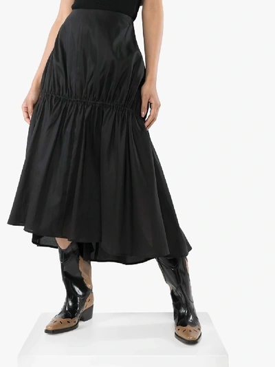 Shop Totême Anzio Gathered Midi Skirt In Black