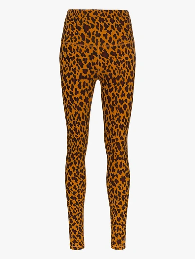 Shop Varley Century Cheetah-print Leggings In Yellow