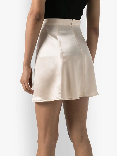 Shop Reformation Demie Flared Silk Mini Skirt In Neutrals
