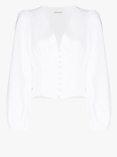 Shop Reformation Aryn Balloon Sleeve Blouse In White