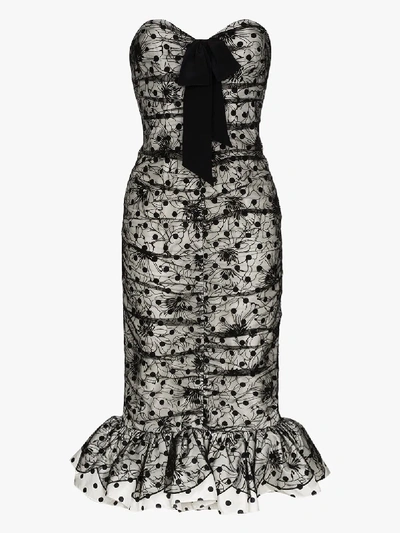 Shop Alessandra Rich Embroidered Taffeta Midi Dress In Black
