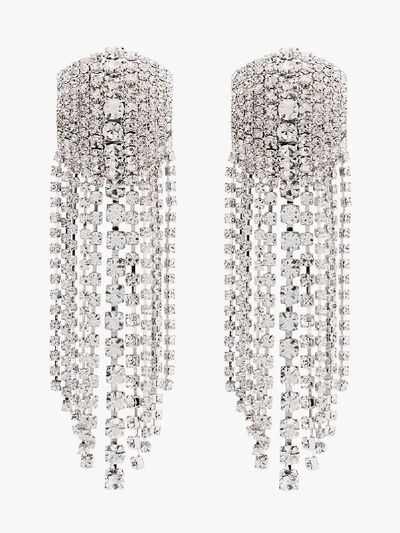 Shop Alessandra Rich Silver Tone Square Cascade Crystal Earrings