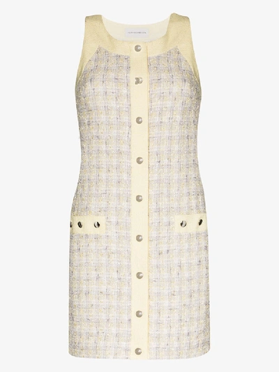 Shop Faith Connexion Tweed Button Mini Dress In Yellow