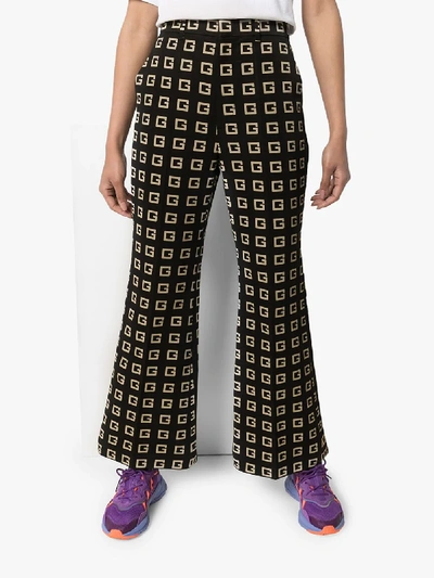 Shop Gucci Womens Black Geometric Gg Jacquard Trousers