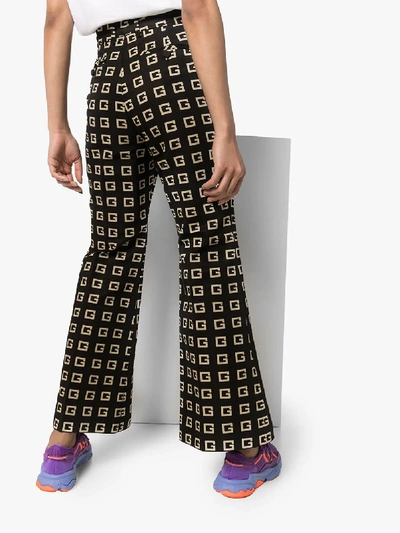 Shop Gucci Womens Black Geometric Gg Jacquard Trousers