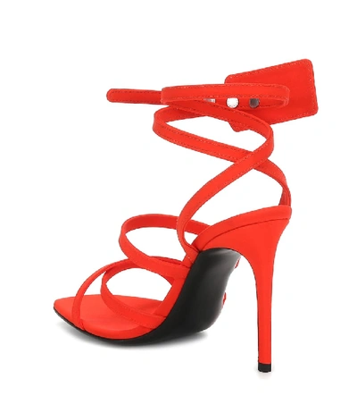 Shop Off-white Embellished Sandals In Orange