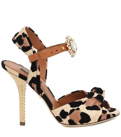 Shop Dolce & Gabbana Keira Leopard-print Sandals In Beige