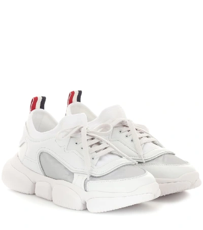 Shop Moncler Briseis Leather And Mesh Sneakers In White