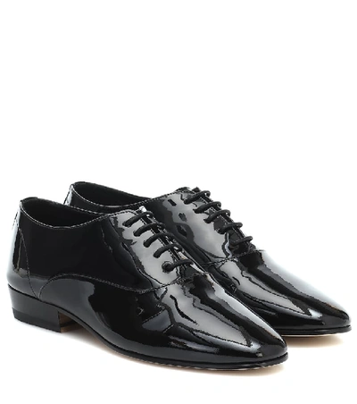 Shop Saint Laurent Patent-leather Derby Shoes In Black