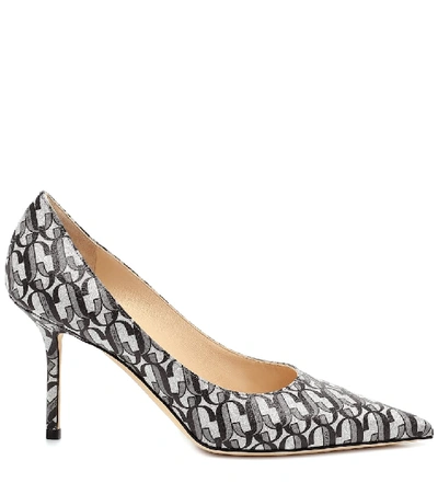 Shop Jimmy Choo Love 85 Printed Leather Pumps In Silver