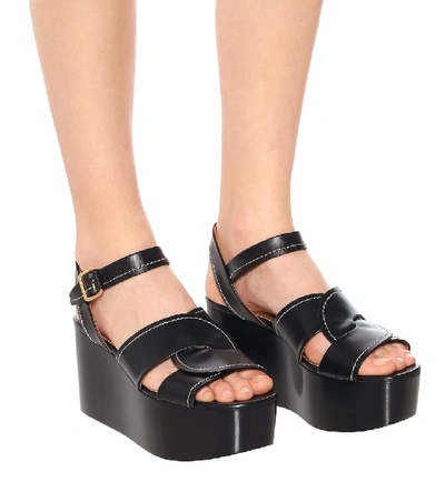 Shop Chloé Candice Leather Platform Sandals In Black