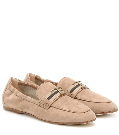 Shop Tod's Timeless Suede Loafers In Beige