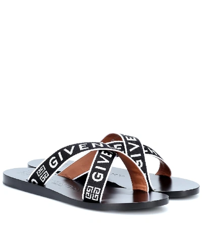 Shop Givenchy Logo Sandals In Black