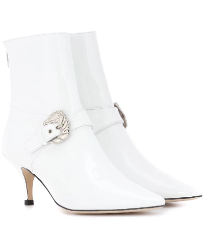 Shop Dorateymur Saloon Patent Leather Ankle Boots In White