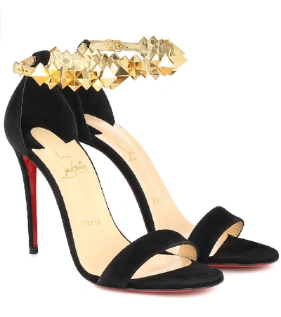 Shop Christian Louboutin Planetava 100 Suede Sandals In Black