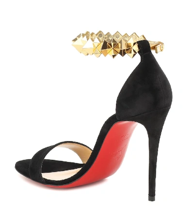 Shop Christian Louboutin Planetava 100 Suede Sandals In Black