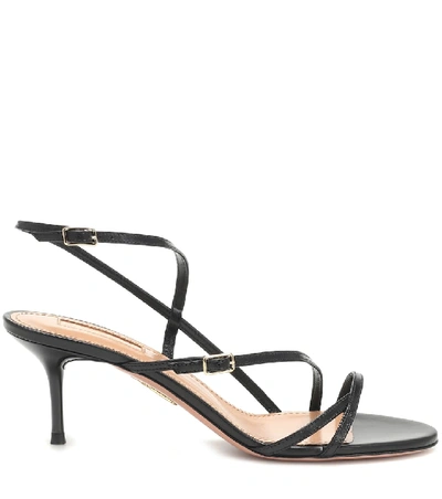 Shop Aquazzura Carolyne 60 Leather Sandals In Black