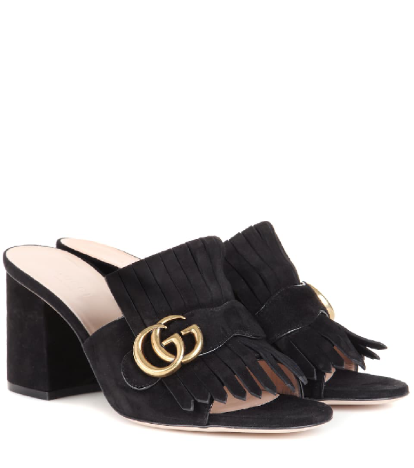 gucci marmont suede mules