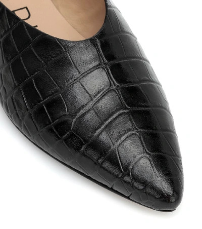 Shop Joseph Anoud Croc-effect Leather Ballet Flats In Black