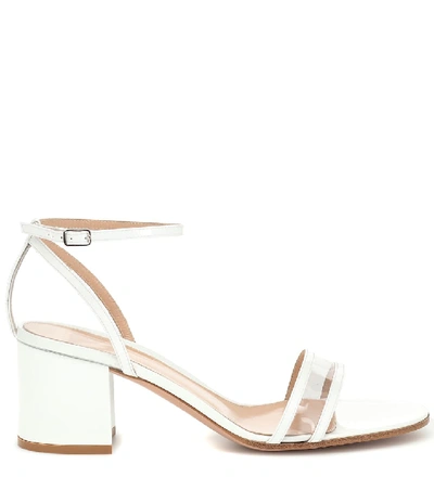 Shop Gianvito Rossi Sheryl 60 Patent Leather Sandals In White