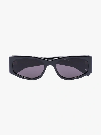 Shop Saint Laurent Black Oval Sunglasses
