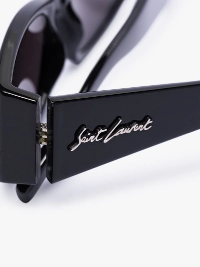 Shop Saint Laurent Black Oval Sunglasses