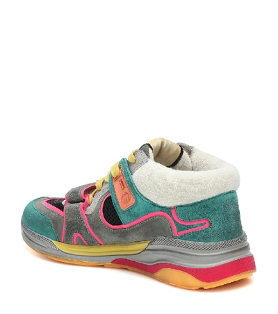 Shop Gucci Ultrapace Suede Sneakers In Multicoloured