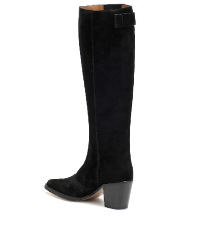 Shop Ganni Western Knee-high Suede Boots In Black