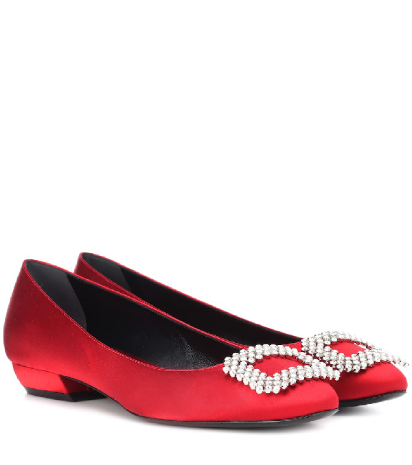 red satin ballet shoes