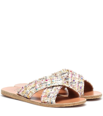 Shop Ancient Greek Sandals Thais Tweed Leather Sandals In Multicoloured
