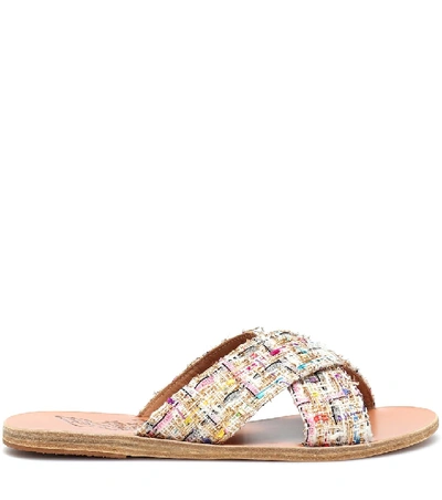 Shop Ancient Greek Sandals Thais Tweed Leather Sandals In Multicoloured