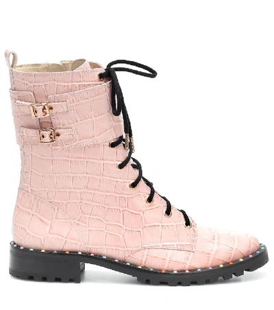 Shop Sophia Webster Bessie Leather Ankle Boot In Pink