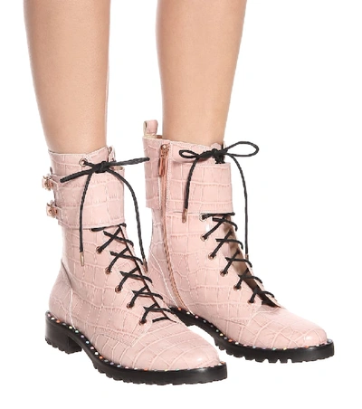 Shop Sophia Webster Bessie Leather Ankle Boot In Pink