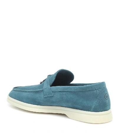 Shop Loro Piana Summer Charms Walk Suede Loafers In Blue