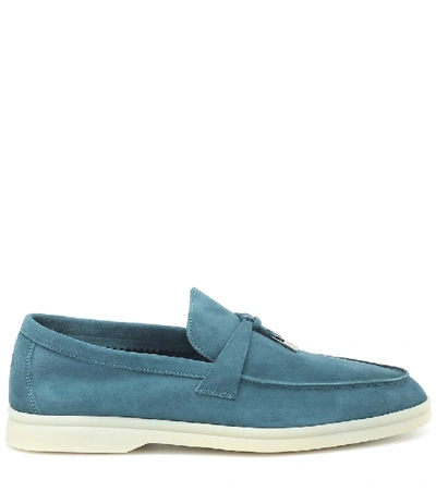 Shop Loro Piana Summer Charms Walk Suede Loafers In Blue