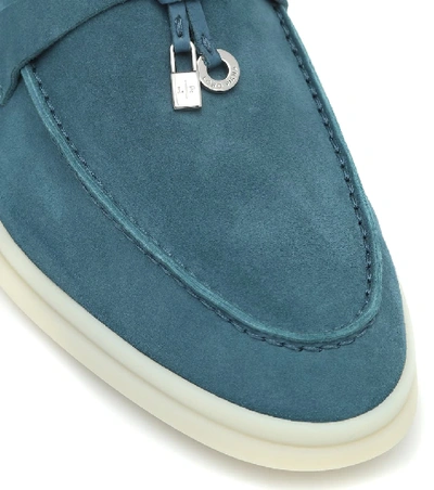 Shop Loro Piana Summer Charms Walk Suede Loafers In Blue