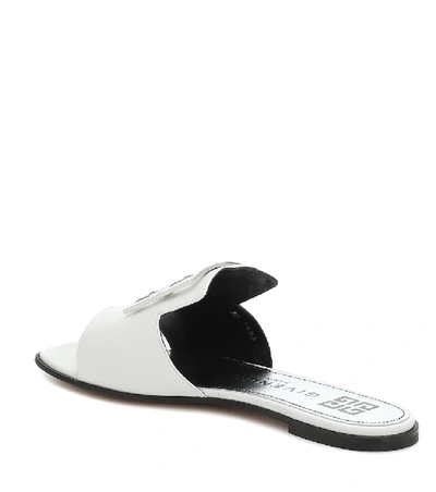 Shop Givenchy 4g Leather Slides In White