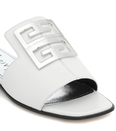 Shop Givenchy 4g Leather Slides In White
