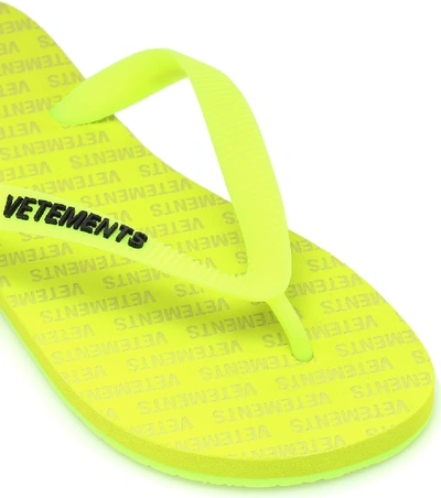 Shop Vetements Logo Thong Sandals In Yellow