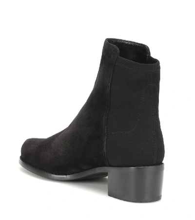 Shop Stuart Weitzman Easy On Reserve Suede Ankle Boots In Black