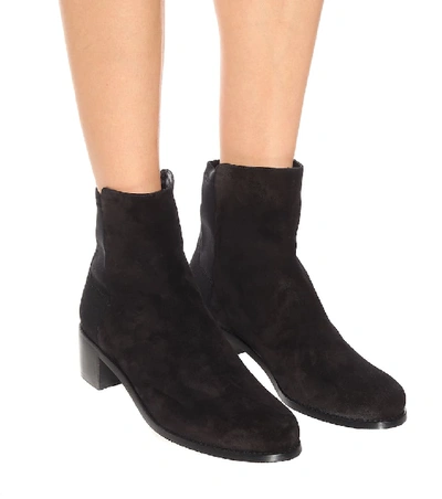 Shop Stuart Weitzman Easy On Reserve Suede Ankle Boots In Black