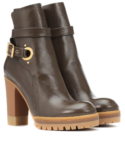 Shop Chloé Leather Ankle Boots In Brown