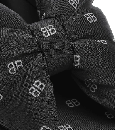 Shop Balenciaga Bb Satin Slides In Black