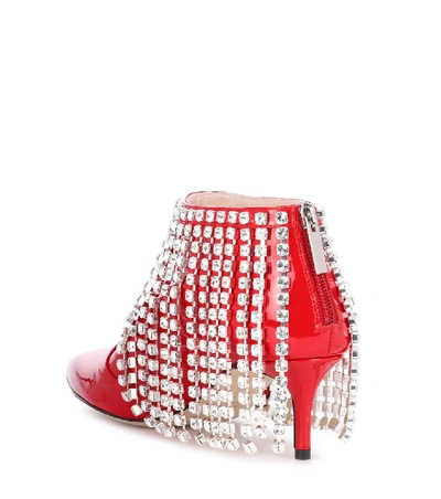 Shop Christopher Kane Crystal Patent Leather Ankle Boots In Red