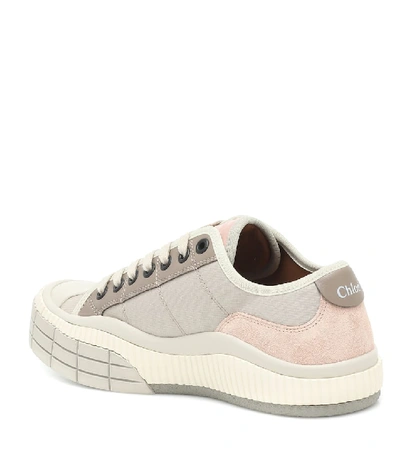 Shop Chloé Clint Suede-trimmed Sneakers In Beige