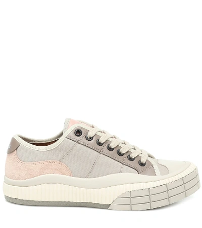 Shop Chloé Clint Suede-trimmed Sneakers In Beige