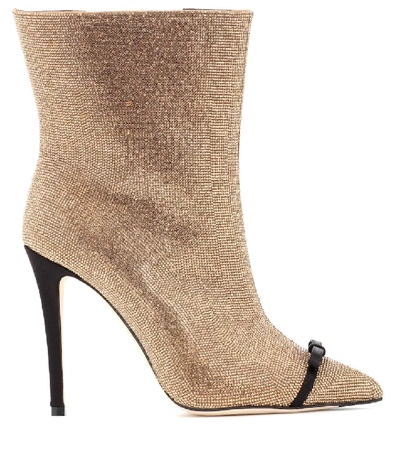 Shop Marco De Vincenzo Embellished Leather Ankle Boots In Gold