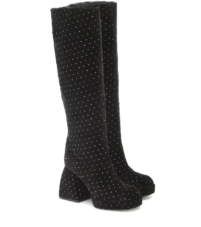 Shop Nodaleto Bulla Solal Velvet Knee-high Boots In Black